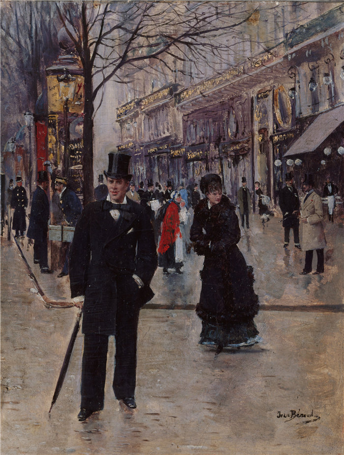 让·贝罗 (Jean Béraud，法国画家) 作品--林荫大道（1880）