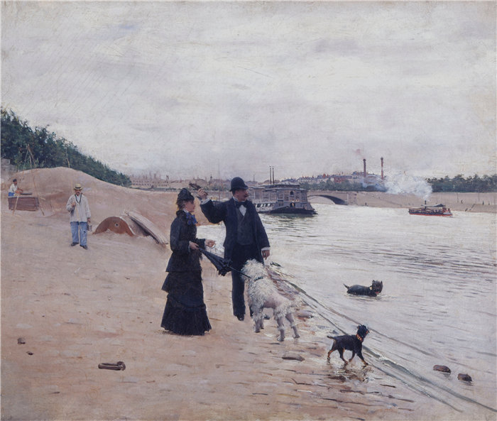 让·贝罗 (Jean Béraud，法国画家) 作品--塞纳河畔（1880）