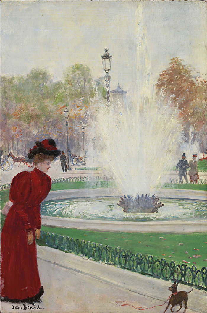 让·贝罗 (Jean Béraud，法国画家) 作品--巴黎香榭丽舍大道
