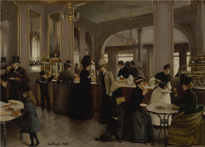 让·贝罗 (Jean Béraud，法国画家) 作品--格洛普糕点店（1889年）
