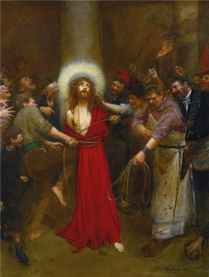 让·贝罗 (Jean Béraud，法国画家) 作品--基督与柱子相连（1901）