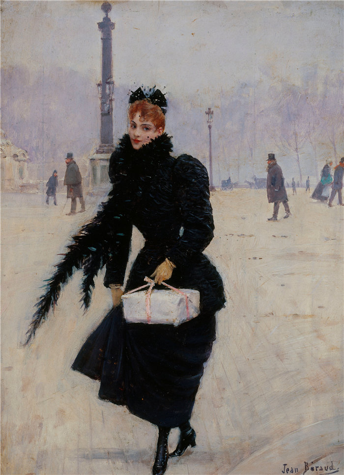 让·贝罗 (Jean Béraud，法国画家) 作品--巴黎协和广场 (1885)