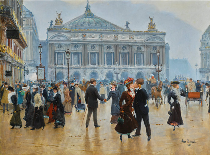 让·贝罗 (Jean Béraud，法国画家) 作品--米迪内特的到来（1901年）