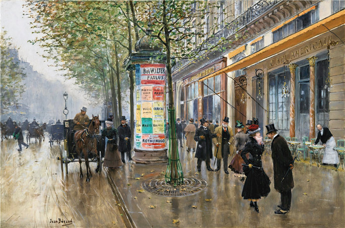 让·贝罗 (Jean Béraud，法国画家) 作品--大大道（美国咖啡馆）
