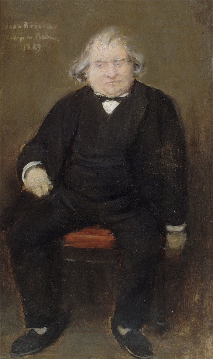 让·贝罗 (Jean Béraud，法国画家) 作品--肖像 d'Ernest Renan (1823-1892)，哲学家 (1889)