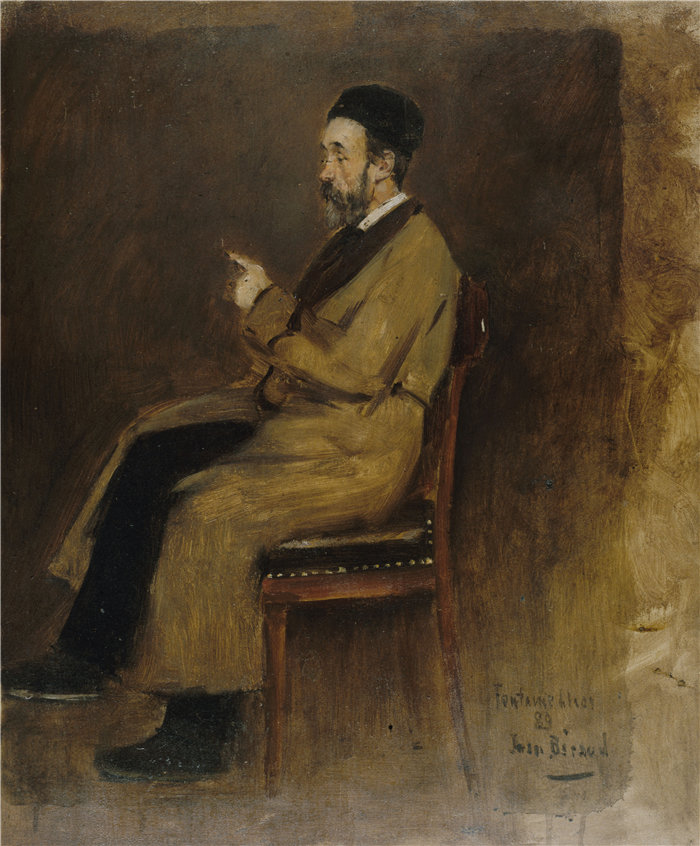 让·贝罗 (Jean Béraud,法国画家) 作品--让-雅克·魏斯肖像(1827-1891 年),《辩论杂志》(1889 年)