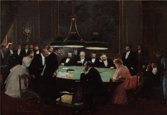 让·贝罗 (Jean Béraud，法国画家) 作品--游戏室（1889）