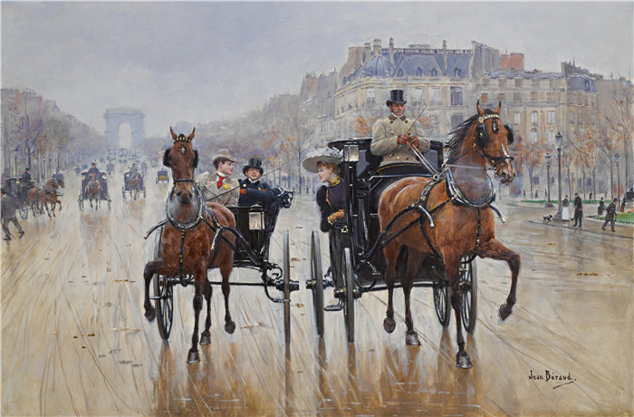 让·贝罗 (Jean Béraud，法国画家) 作品--香榭丽舍大道圆点