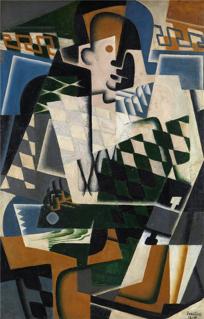 胡安·格里斯(Juan Gris，西班牙画家)作品--弹吉他的丑角 (1917)