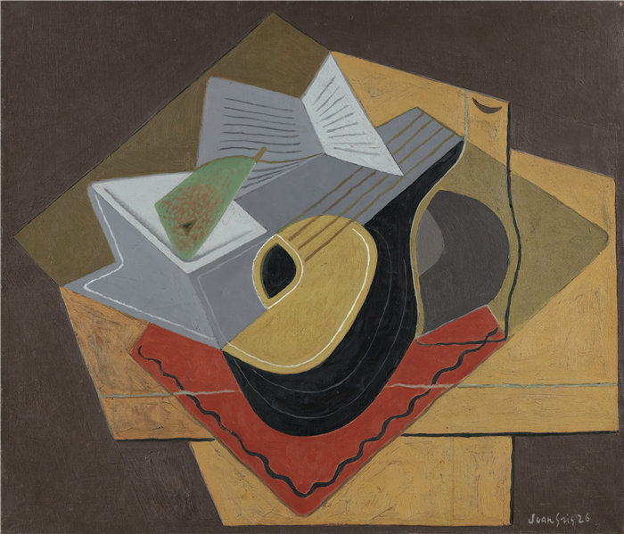 胡安·格里斯(Juan Gris，西班牙画家)作品--黑色曼陀林 (1926)