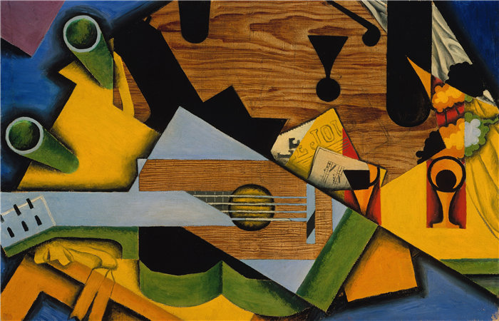 胡安·格里斯(Juan Gris，西班牙画家)作品--吉他静物 (1913)