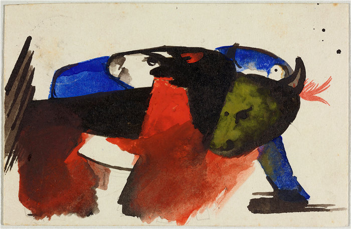 弗朗茨·马克(Franz Marc，德国画家)作品--两只动物 (1913)