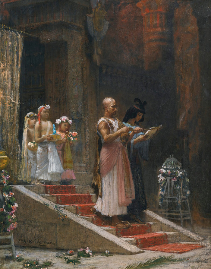 弗雷德里克·阿瑟·布里奇曼（Frederic Arthur Bridgman，美国画家）作品--埃及行走