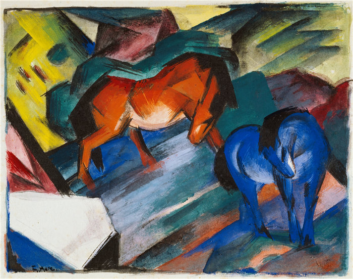 弗朗茨·马克(Franz Marc，德国画家)作品--红蓝马 (1912)
