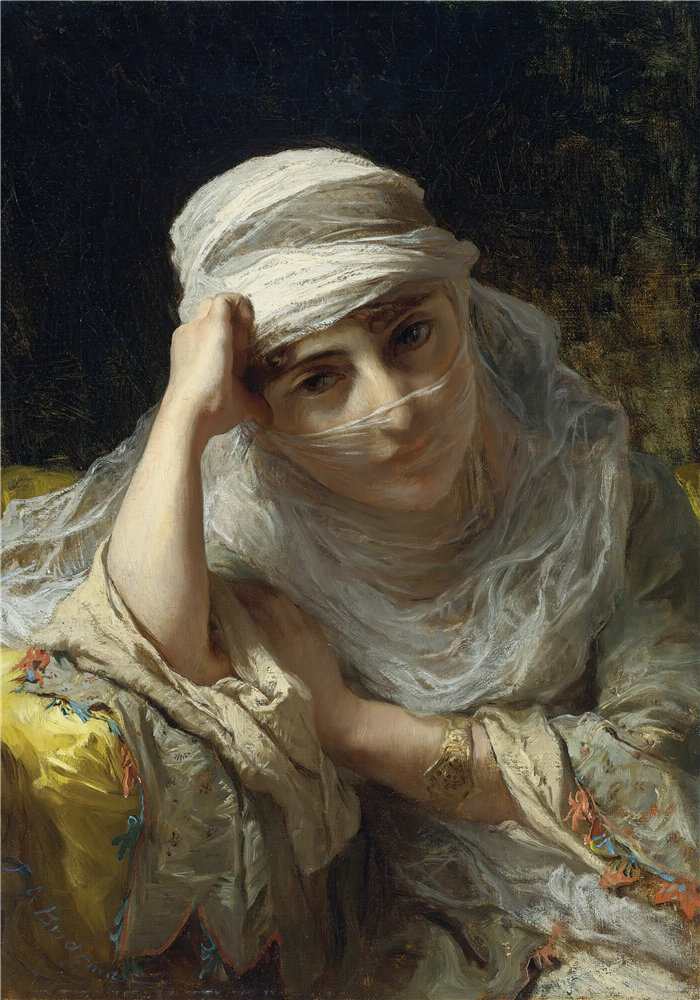 弗雷德里克·阿瑟·布里奇曼（Frederic Arthur Bridgman，美国画家）作品--君士坦丁堡美女