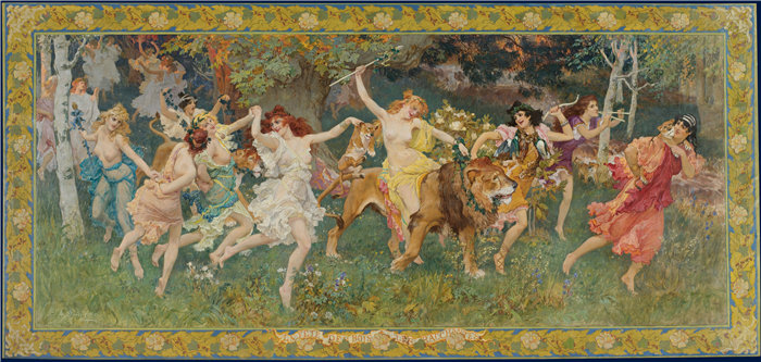 弗雷德里克·阿瑟·布里奇曼(Frederic Arthur Bridgman,美国画家)作品--森林节,酒鬼