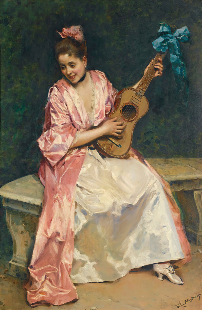 雷蒙多·德·马德拉索·加雷特（Raimundo de Madrazo y Garreta，西班牙画家）-- 与吉他的艾琳