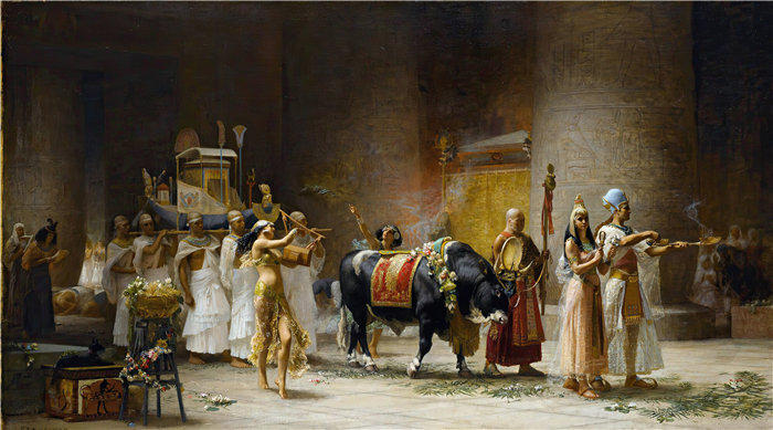 弗雷德里克·阿瑟·布里奇曼（Frederic Arthur Bridgman，美国画家）作品--公牛蜜蜂的行走（1879）