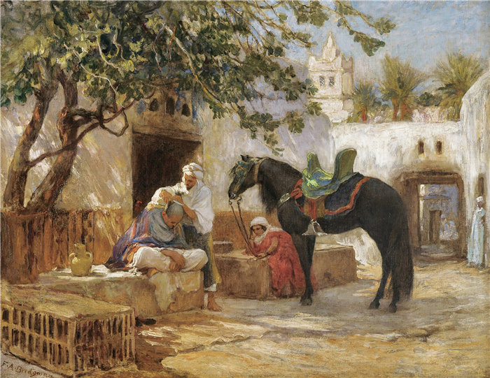 弗雷德里克·阿瑟·布里奇曼(Frederic Arthur Bridgman,美国画家)作品--理发师