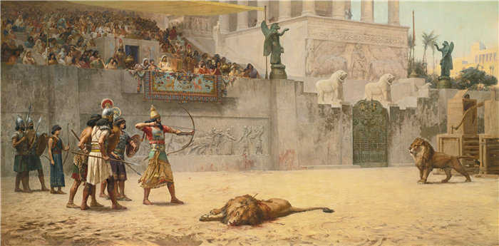 弗雷德里克·阿瑟·布里奇曼（Frederic Arthur Bridgman，美国画家）作品--亚述王的转移