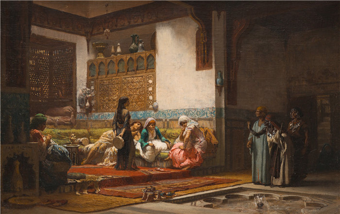 弗雷德里克·阿瑟·布里奇曼（Frederic Arthur Bridgman，美国画家）作品--摩尔人内政（约 1875 年至 1879 年之间）
