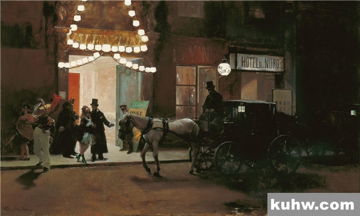 雷蒙多·德·马德拉索·加雷特（Raimundo de Madrazo y Garreta，西班牙画家）-- 离开蒙面舞会（约 1885 年）