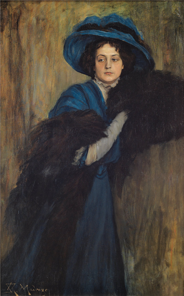 雷蒙多·德·马德拉索·加雷特（Raimundo de Madrazo y Garreta，西班牙画家）-- 蓝衣女士肖像