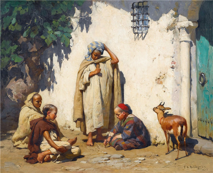 弗雷德里克·阿瑟·布里奇曼(Frederic Arthur Bridgman,美国画家)作品--年轻的抄写员 (1873)