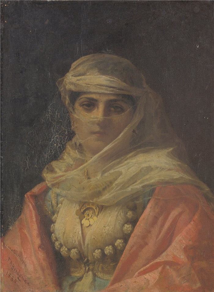弗雷德里克·阿瑟·布里奇曼（Frederic Arthur Bridgman，美国画家）作品--土耳其美女 (1880)