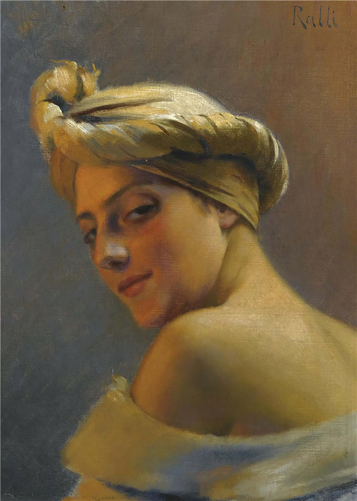西奥多罗斯·拉利（Theodoros Ralli，希腊画家）作品--戴头巾的女孩