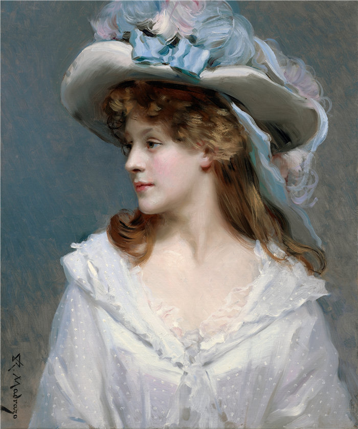 雷蒙多·德·马德拉索·加雷特（Raimundo de Madrazo y Garreta，西班牙画家）-- 白衣女人（约 1880 年）