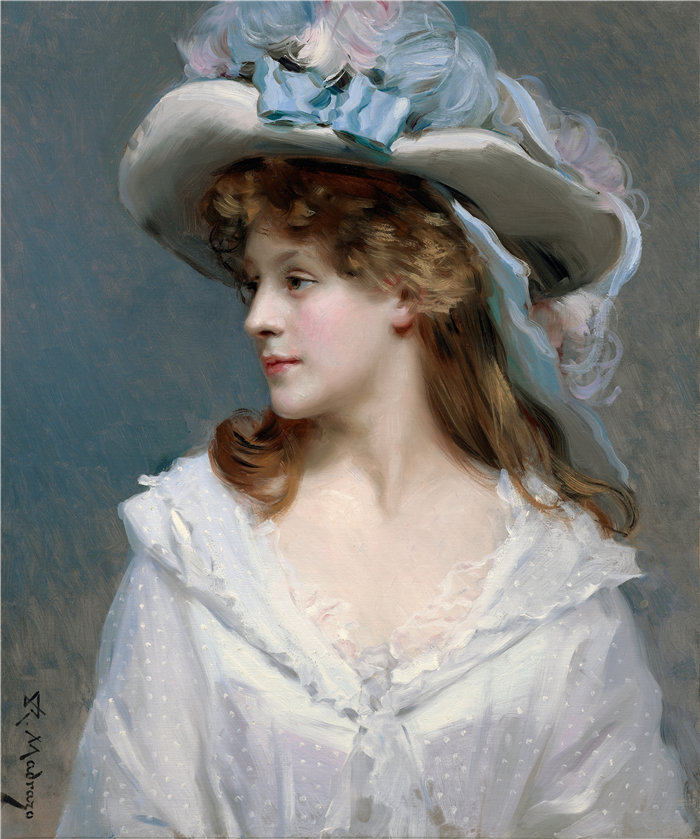 雷蒙多·德·马德拉索·加雷特(Raimundo de Madrazo y Garreta,西班牙画家)-- 白衣女人(约 1880 年)