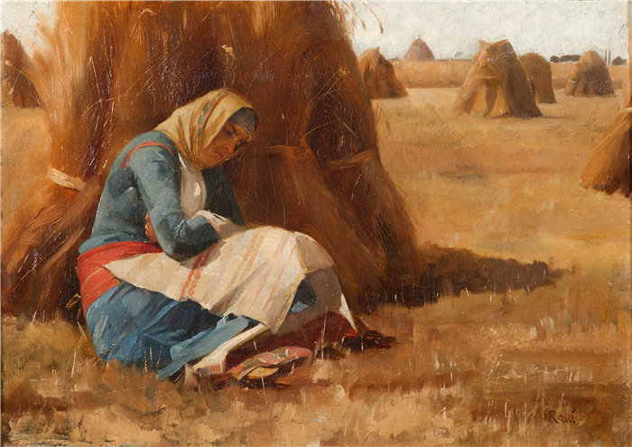 西奥多罗斯·拉利（Theodoros Ralli，希腊画家）作品--在干草堆旁休息