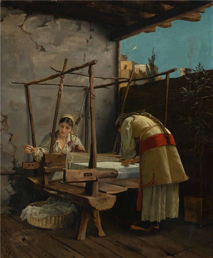 西奥多罗斯·拉利（Theodoros Ralli，希腊画家）作品--织布工，阿拉霍瓦 (1877)