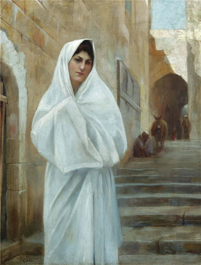 西奥多罗斯·拉利（Theodoros Ralli，希腊画家）作品--年轻的女孩，耶路撒冷