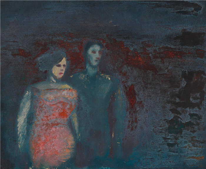卡尔·维纳(Karl Wiener,奥地利画家 )作品-没有头衔(风景中的人)(约 1930 年)