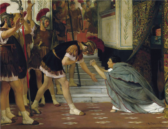 劳伦斯·阿尔玛·塔德玛（Lawrence Alma-Tadema，荷兰画家)作品--宣布克劳狄斯皇帝，作品 XlVIII (1867)