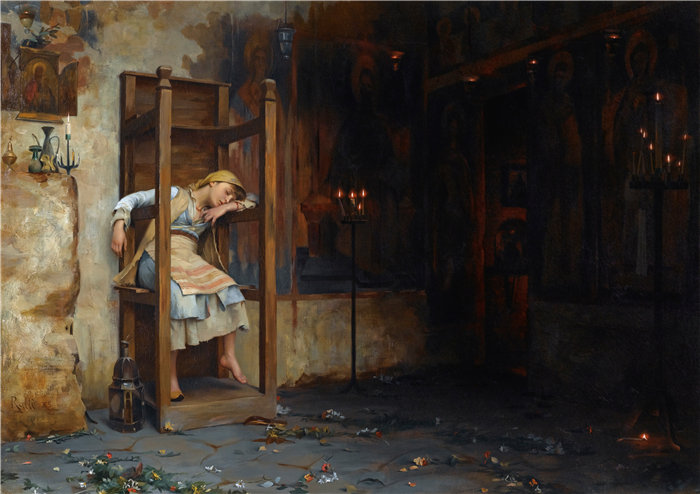 西奥多罗斯·拉利（Theodoros Ralli，希腊画家）作品--圣周五 (La Vestale Chretienne) (1885)