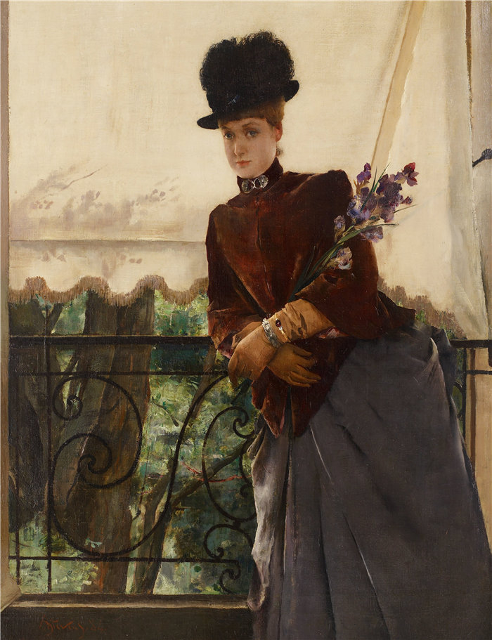 阿尔弗雷德·史蒂文斯(Alfred Stevens,比利时画家)作品-杜波依斯小姐的肖像(1884 年)