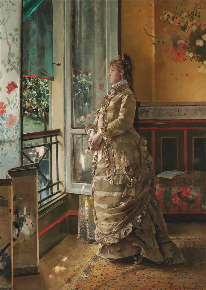 阿尔弗雷德·史蒂文斯（Alfred Stevens，比利时画家）作品-忧郁 (1876)