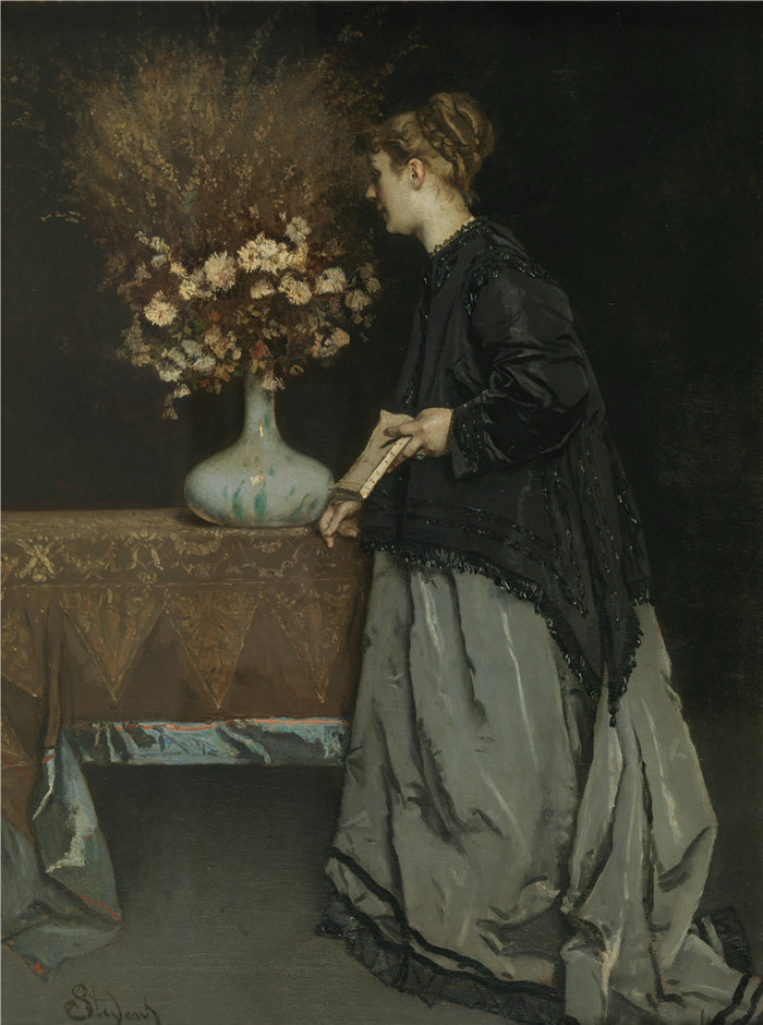 阿尔弗雷德·史蒂文斯（Alfred Stevens，比利时画家）作品-秋花 (1867)