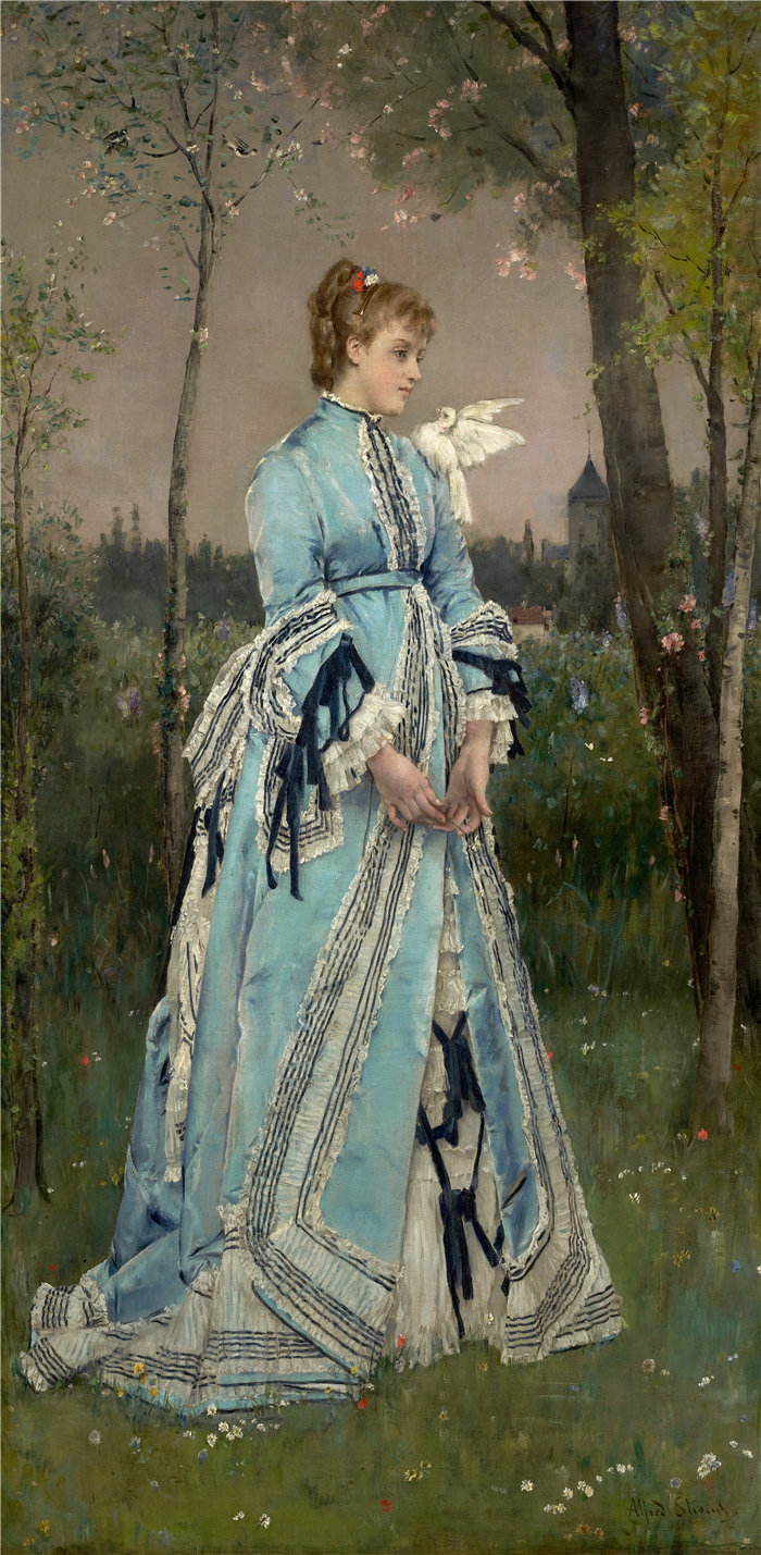 阿尔弗雷德·史蒂文斯（Alfred Stevens，比利时画家）作品-春天 (1877)