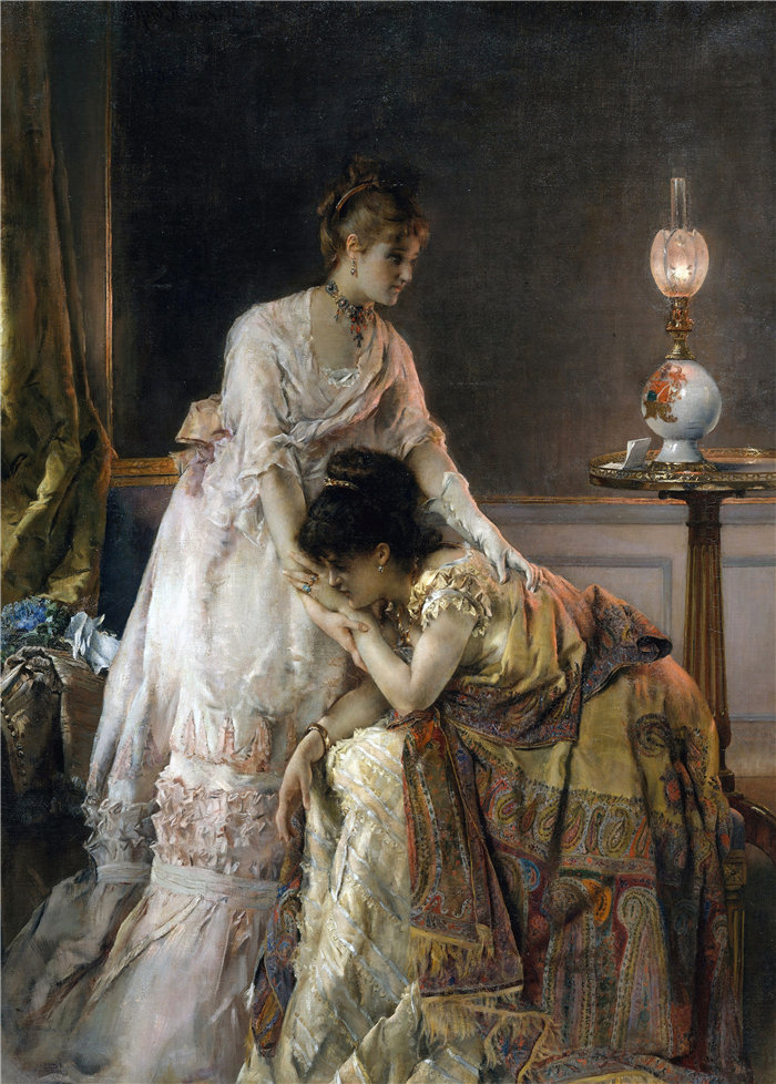 阿尔弗雷德·史蒂文斯（Alfred Stevens，比利时画家）作品-球后 (1874)