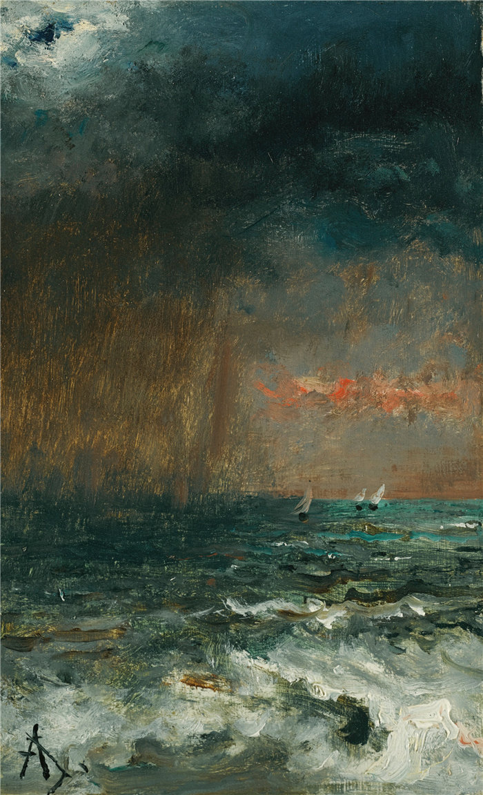 阿尔弗雷德·史蒂文斯（Alfred Stevens，比利时画家）作品-海上风暴