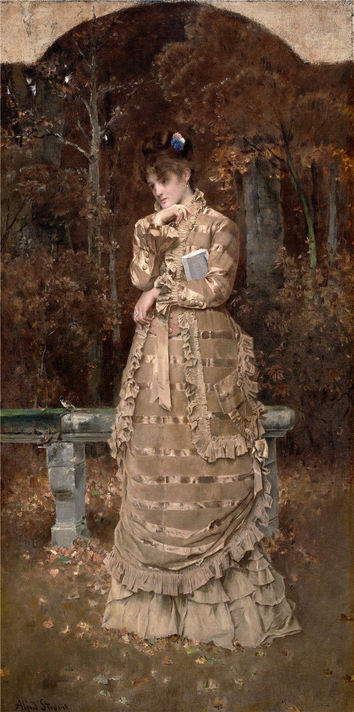 阿尔弗雷德·史蒂文斯（Alfred Stevens，比利时画家）作品-秋天 (1877)