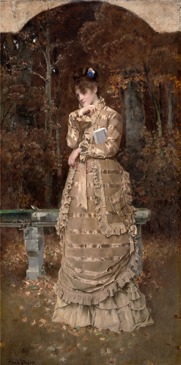 阿尔弗雷德·史蒂文斯(Alfred Stevens,比利时画家)作品-秋天 (1877)