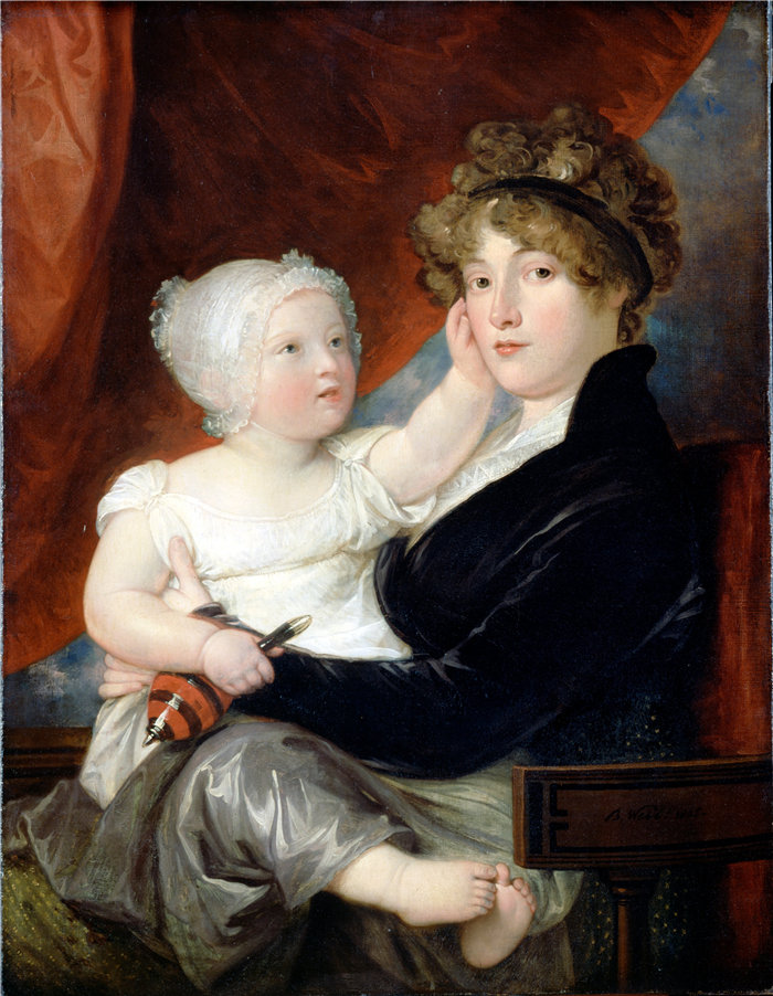 本杰明·韦斯特 (Benjamin West，美国画家)作品--本杰明·韦斯特二世夫人和她的儿子本杰明·韦斯特三世