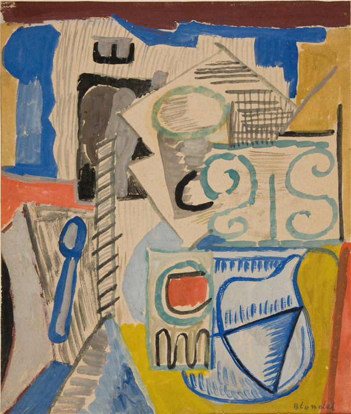 亚历山大·萨萨·布朗德 (Aleksander Sasza Blonder,波兰画家)作品-《汤匙的死亡自然》(1937)