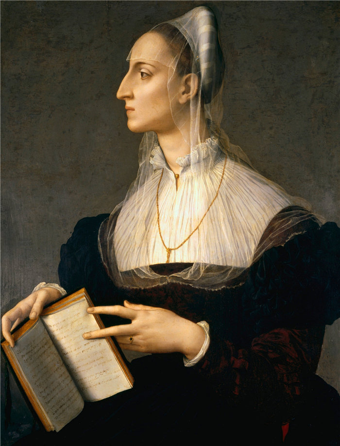 阿格诺洛·布龙齐诺（Agnolo Bronzino，意大利画家）作品-Laura Battiferri 的肖像（1550 年代）
