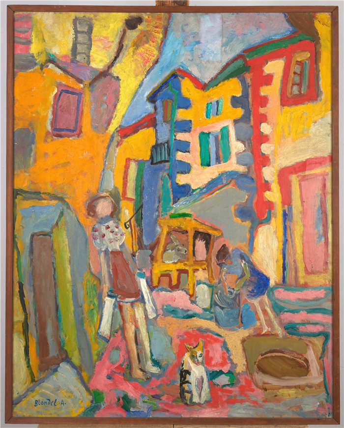 亚历山大·萨萨·布朗德 （Aleksander Sasza Blonder，波兰画家）作品-乡村后街 (1948)